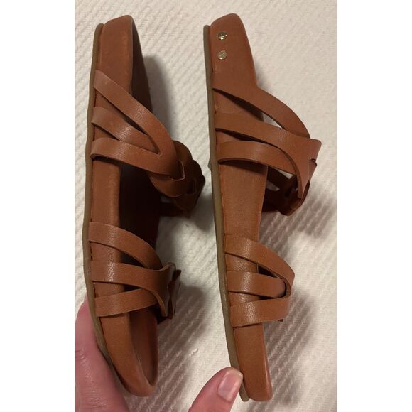 NWOT Beek Motmot Footbed Leather Slide Sandals, Cognac, Sz. 7 - Picture 5 of 7